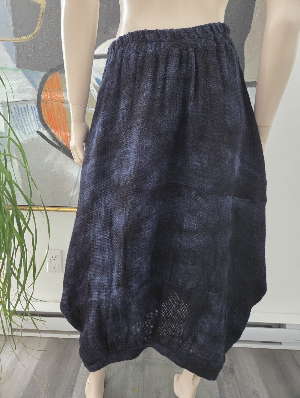 LUUKAA | Avant-Garde Linen-Cotton Blend Balloon Midi Skirt - Picture 5 of 8